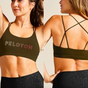 PELOTON Speed Up Strappy Sports Bra in Olive Green Women’s Size Small Workout